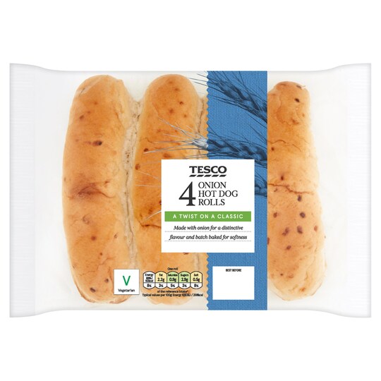 Tesco Onion Hot Dog Rolls 4pk Tesco Groceries