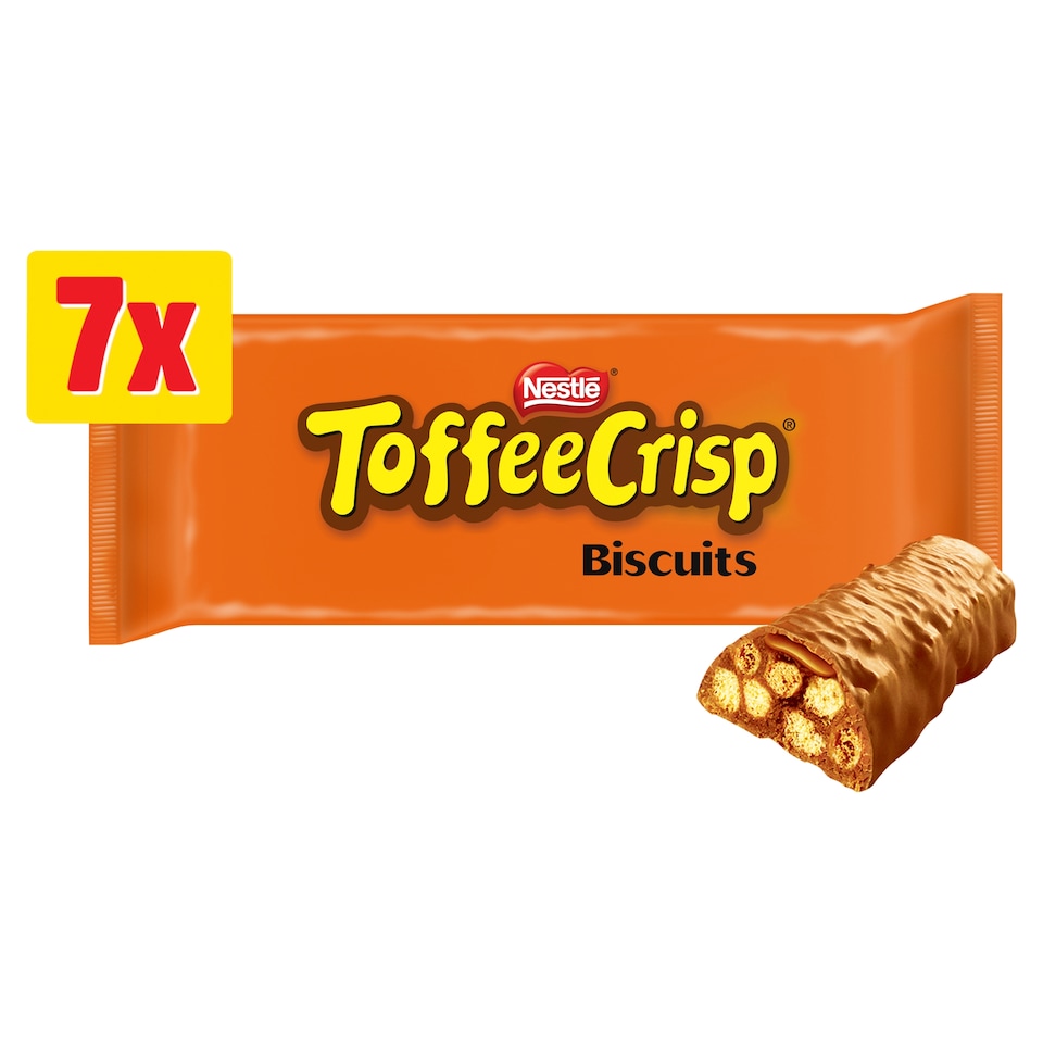 Toffee Crisp Milk Chocolate Biscuit Bars Multipack, 7 Pack