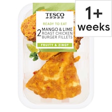 Tesco Mango & Lime Roast Chicken Burger Fillets 2 Pack 150g