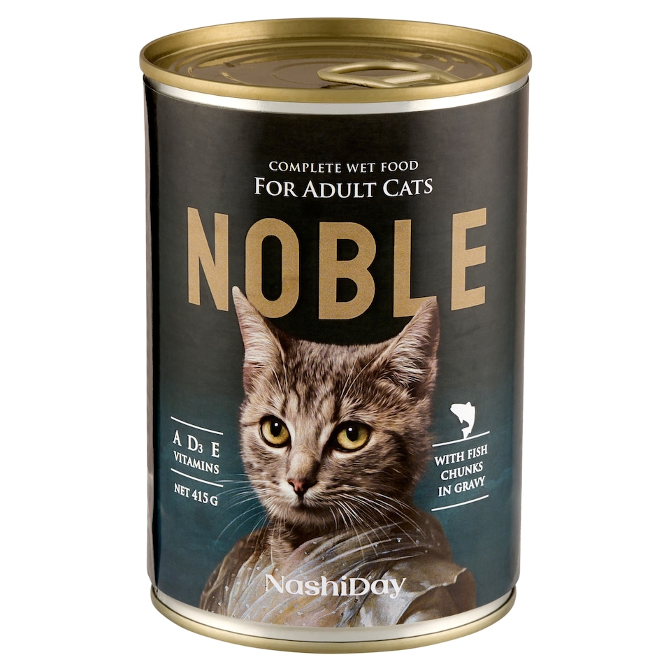 NashiDay Noble teljes értékű nedves állateledel felnőtt macskák számára hallal, szószban 415 g  1. kép
