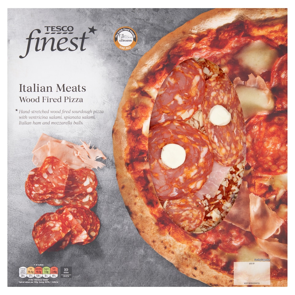 Tesco Finest Italian Meats Wdfired Pizza 510G