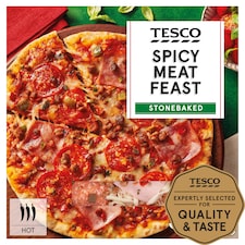 Tesco Stonebaked Spicy Meat Feast Pizza 305G