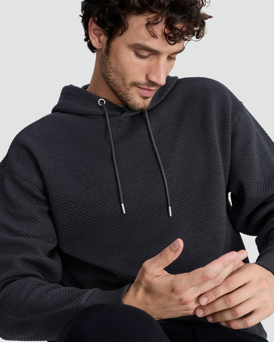image 1 of F&F Quilted Textured Hoodie in Grey