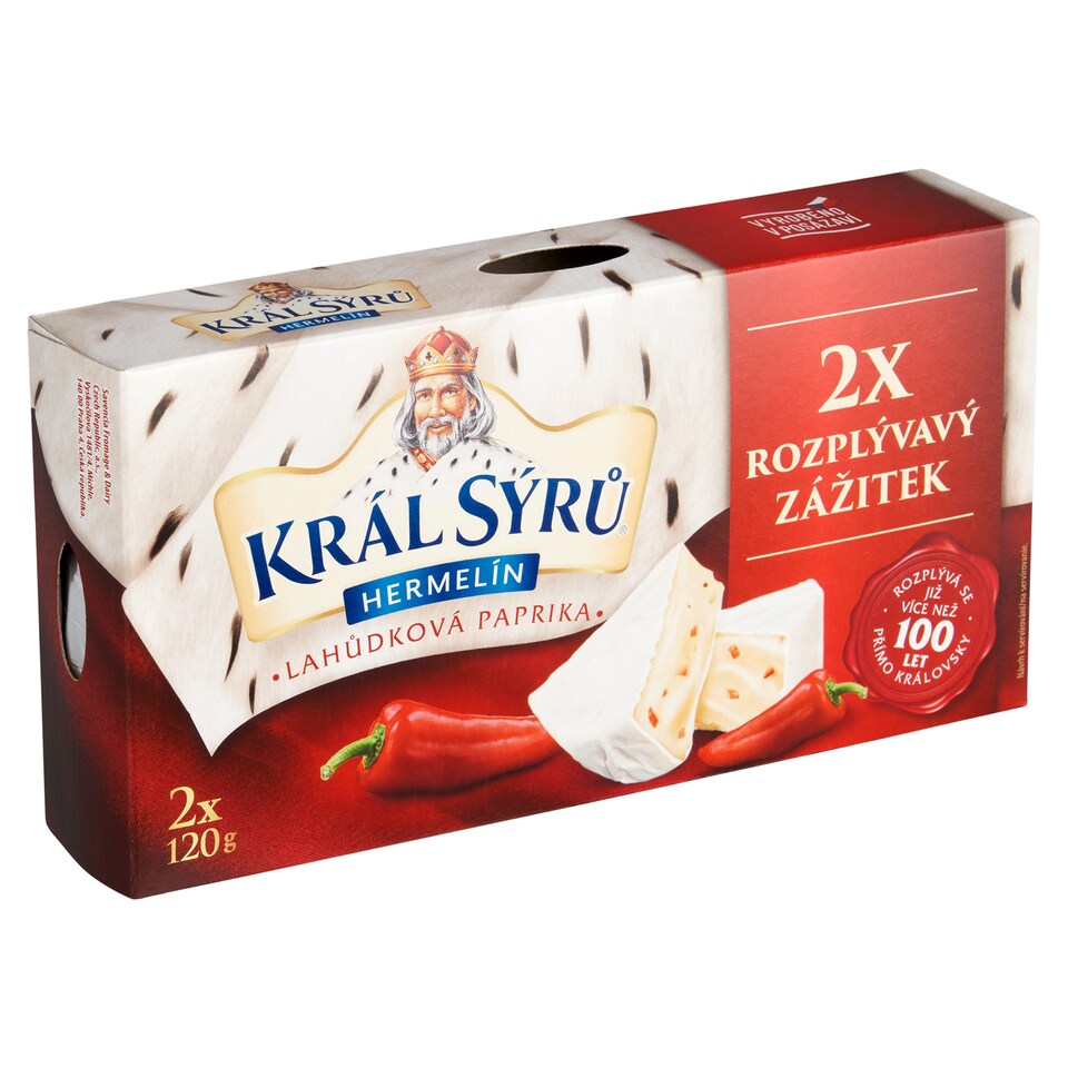 Král Sýrů Hermelín lahůdková paprika 2 x 120g (240g)