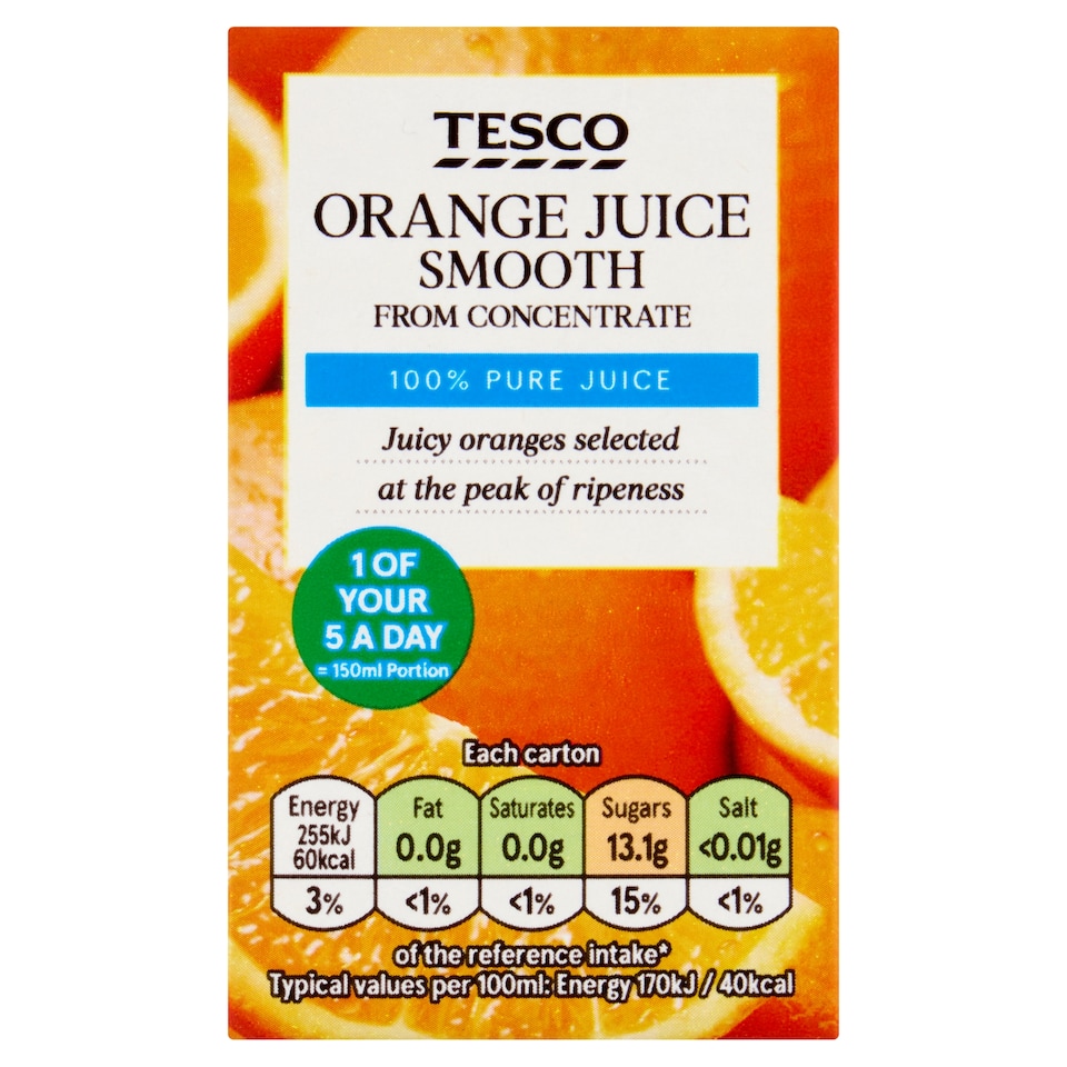 Tesco Orange Juice Smooth From Concentrate Juice 150ml