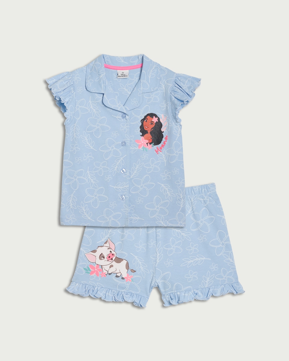 image 1 of Disney Moana 2-Piece Pure Cotton Shorts Pyjama Set in Blue
