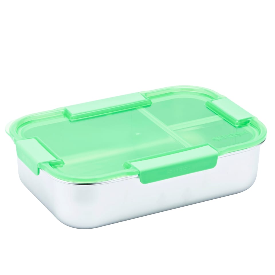 image 1 of Smash Neon Green 3 Compartment Bento Box 1.2L