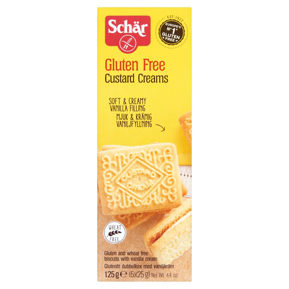 Schär Custard Creams vanília ízesítésű krémmel töltött keksz 125 g