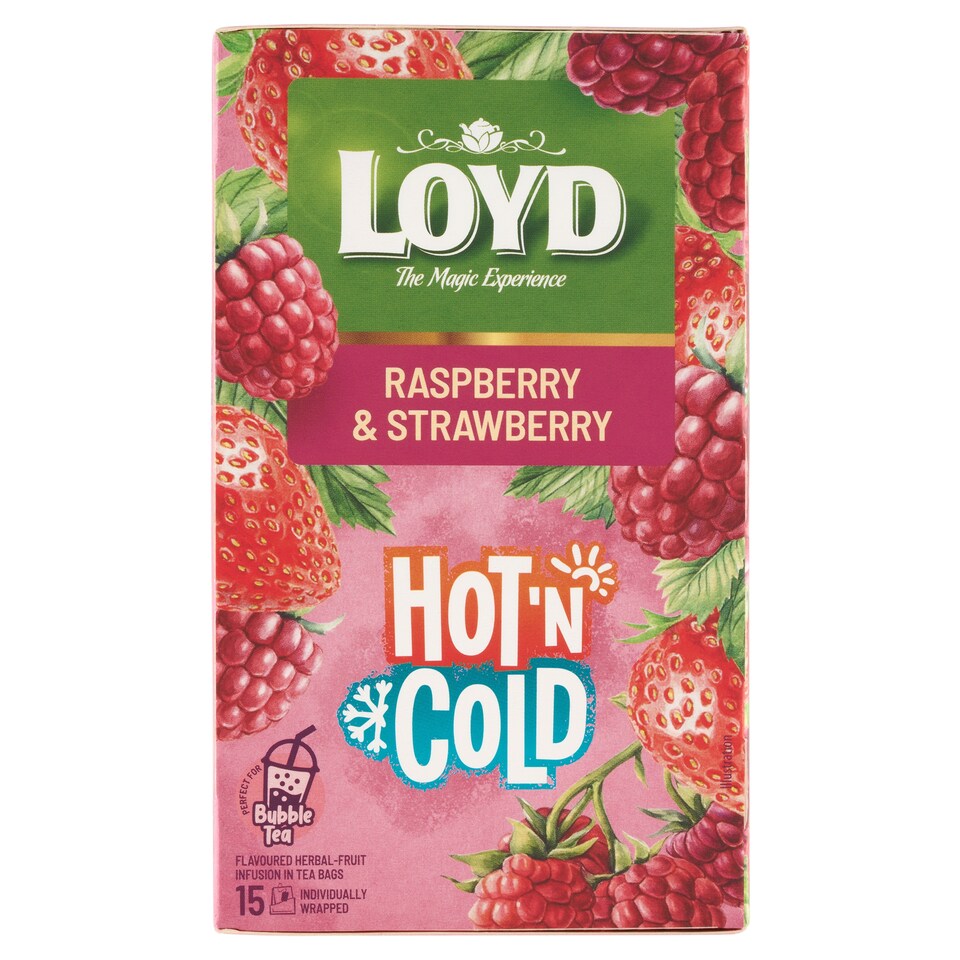 obrázok 1 z Loyd Hot'n Cold bylinno-ovocný čaj s príchuťou maliny a jahody 15 x 2 g (30 g)