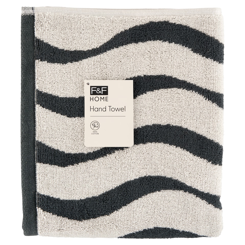 F&F Home Grey Wave Design Hand Towel 50 x 90 cm