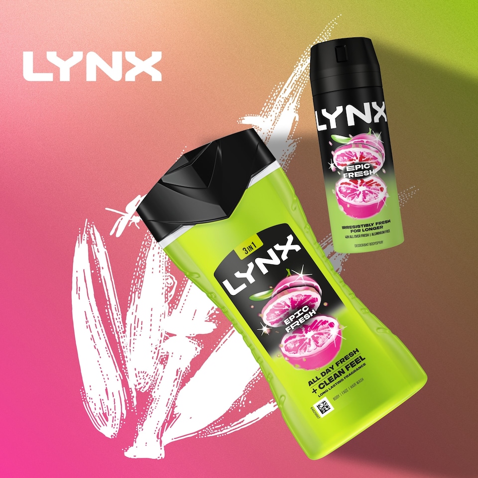 image 1 of Lynx 3 In 1 Epic Fresh Body Face Hair Wash 225Ml