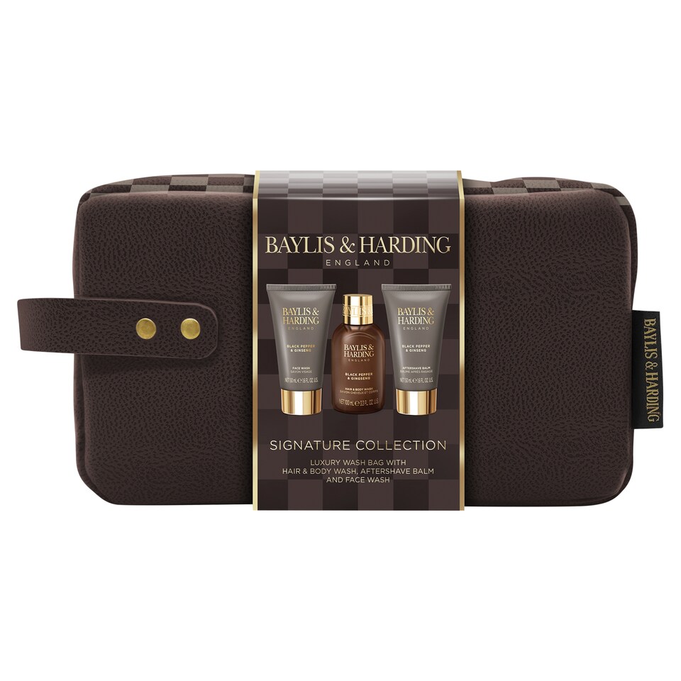 image 1 of Baylis & Harding Black Pepper & Ginseng Men's Luxury Wash Bag Gift Set