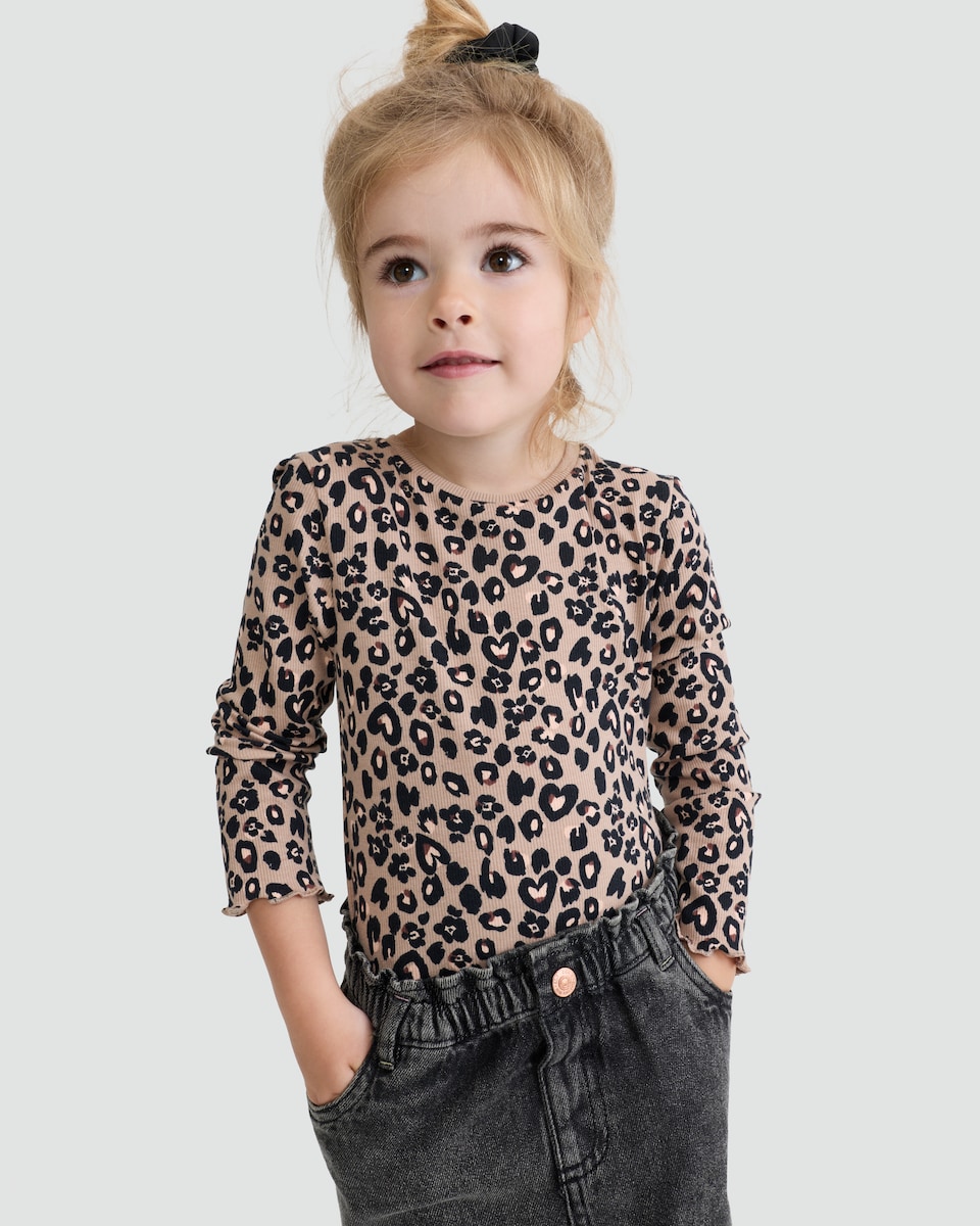 image 1 of F&F Girls 2-Pack Cotton Rich Printed Long Sleeved Tops in Multi