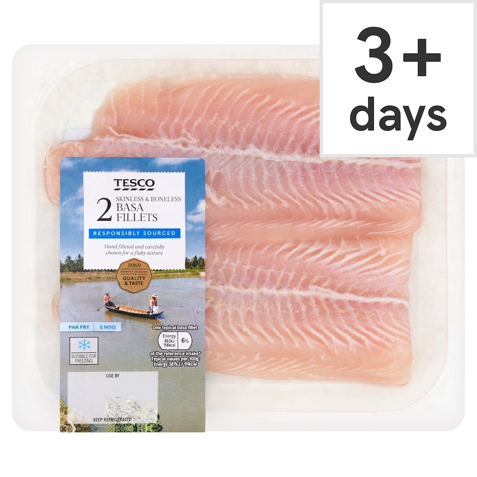 Tesco 2 Skinless & Boneless Basa Fillets 250g