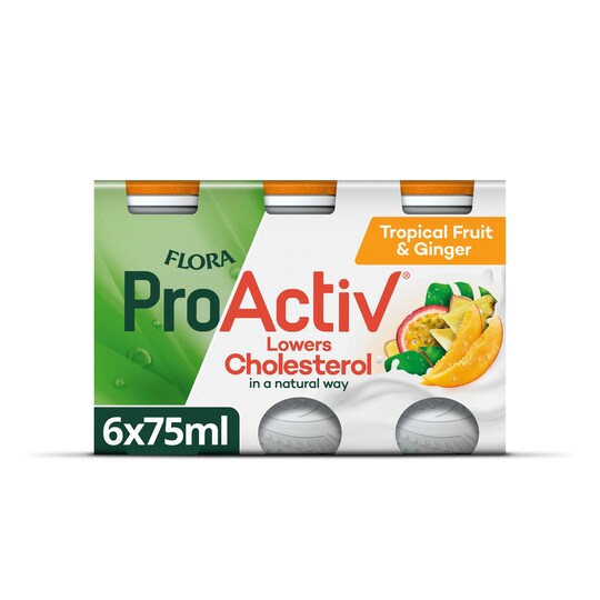 Flor Pro Activ Yoghurt Drink Tropical Fruit And Gingr6x75g