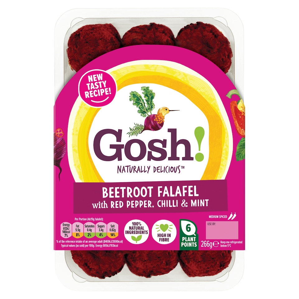 image 1 of Gosh Beetroot Falafel Red Pepper & Chilli 266G