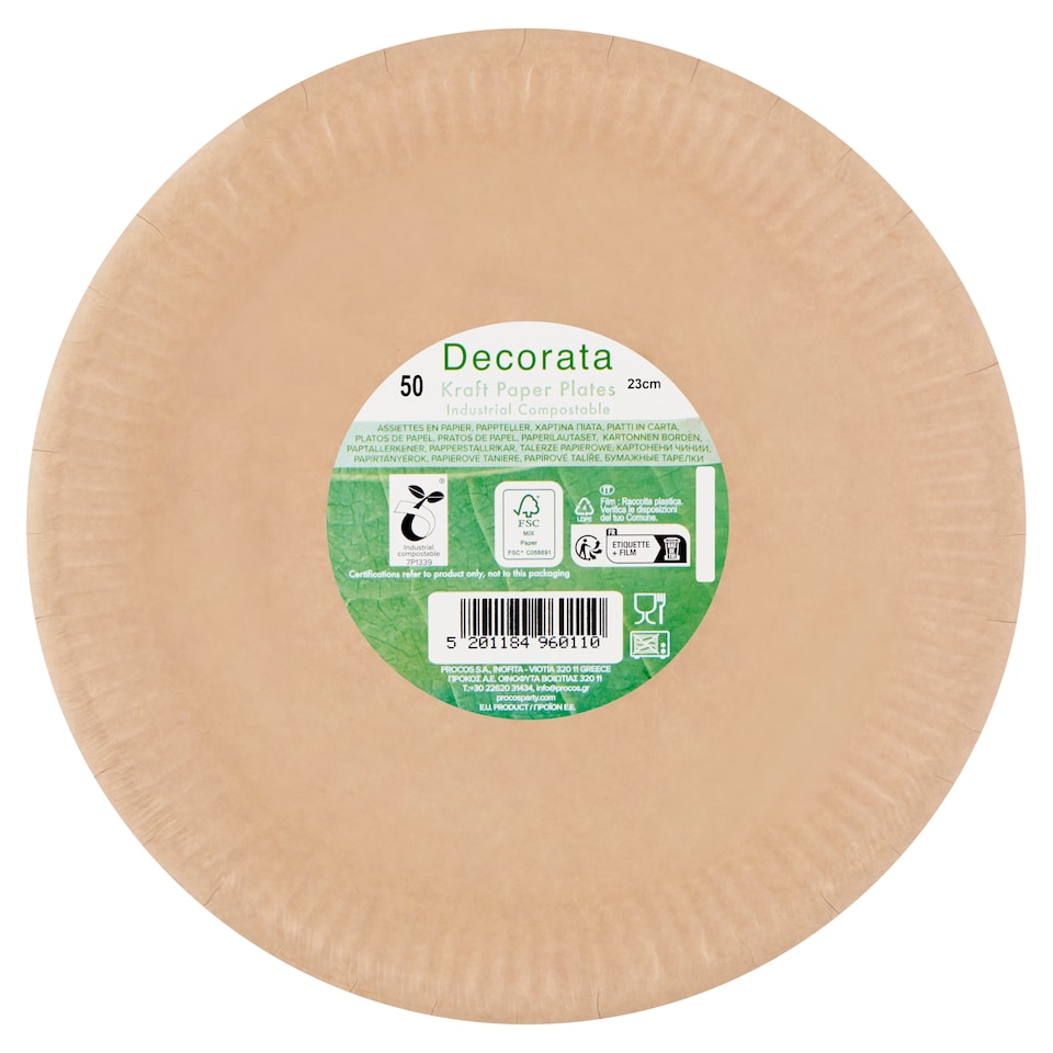 Decorata Kraft papírtányérok 23 cm 50 db