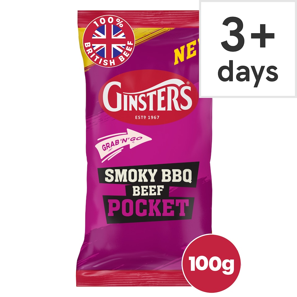 GINSTERS SMOKY BBQ BEEF POCKET 100G