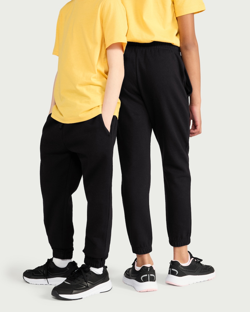 image 1 of F&F School Unisex 2-Pack Cotton Rich Joggers in Black