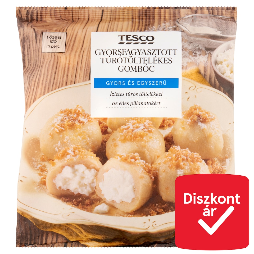 Tesco gyorsfagyasztott túrótöltelékes gombóc 600 g