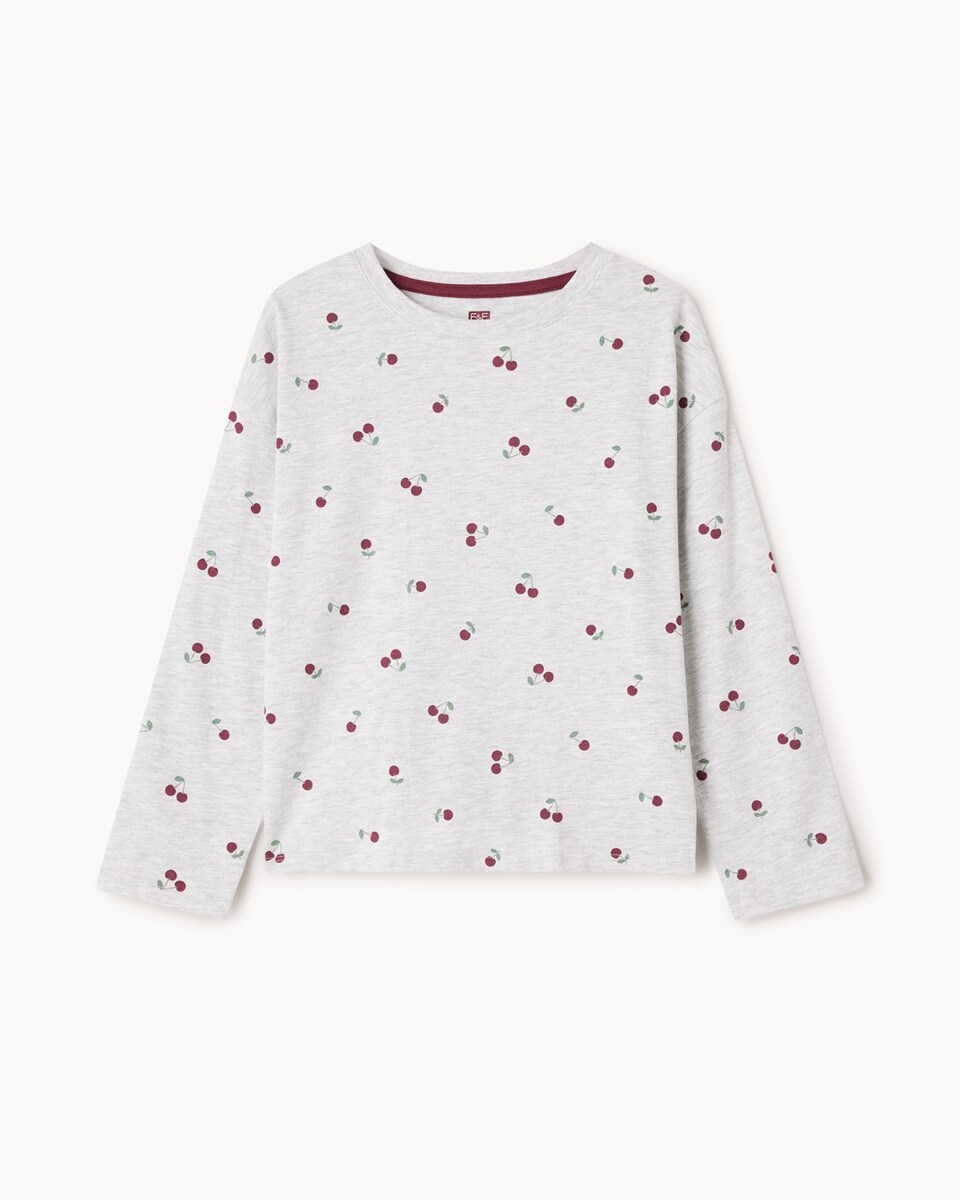 image 1 of F&F Girls 2-Pack Cotton Rich Cherry Printed Pyjama Sets in Multi