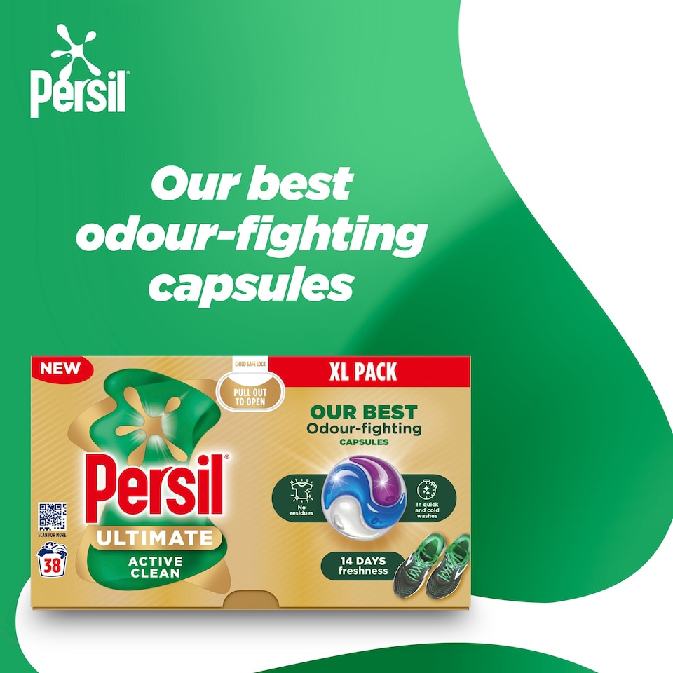 image 1 of Persil Ultimate Active Clean Laundry Washing Capsules 38 Washes 801.8g