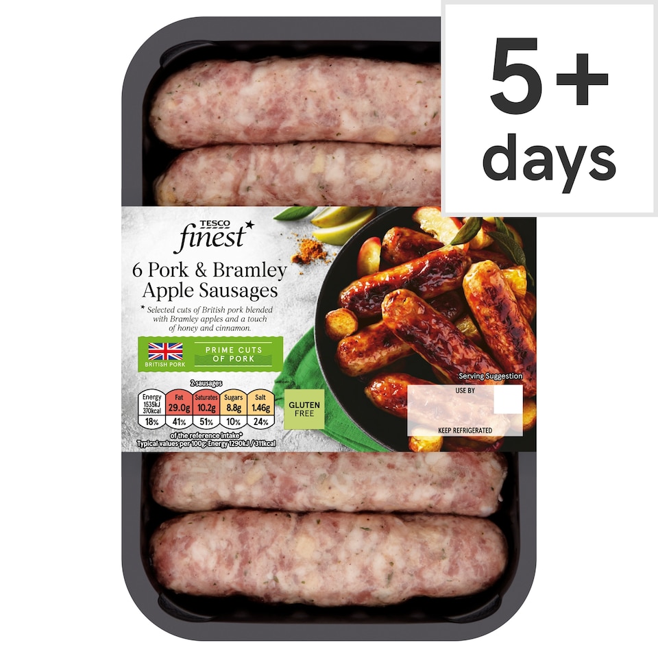 Tesco Finest 6 Pork & Apple Sausages 400G