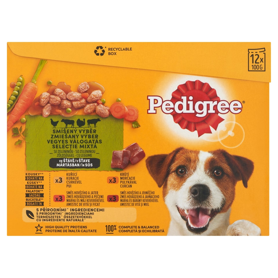 image 1 of Pedigree Mixed Selection Complete Wet Food for Adult Dogs in Sauce 12 x 100 g (1,2 kg)