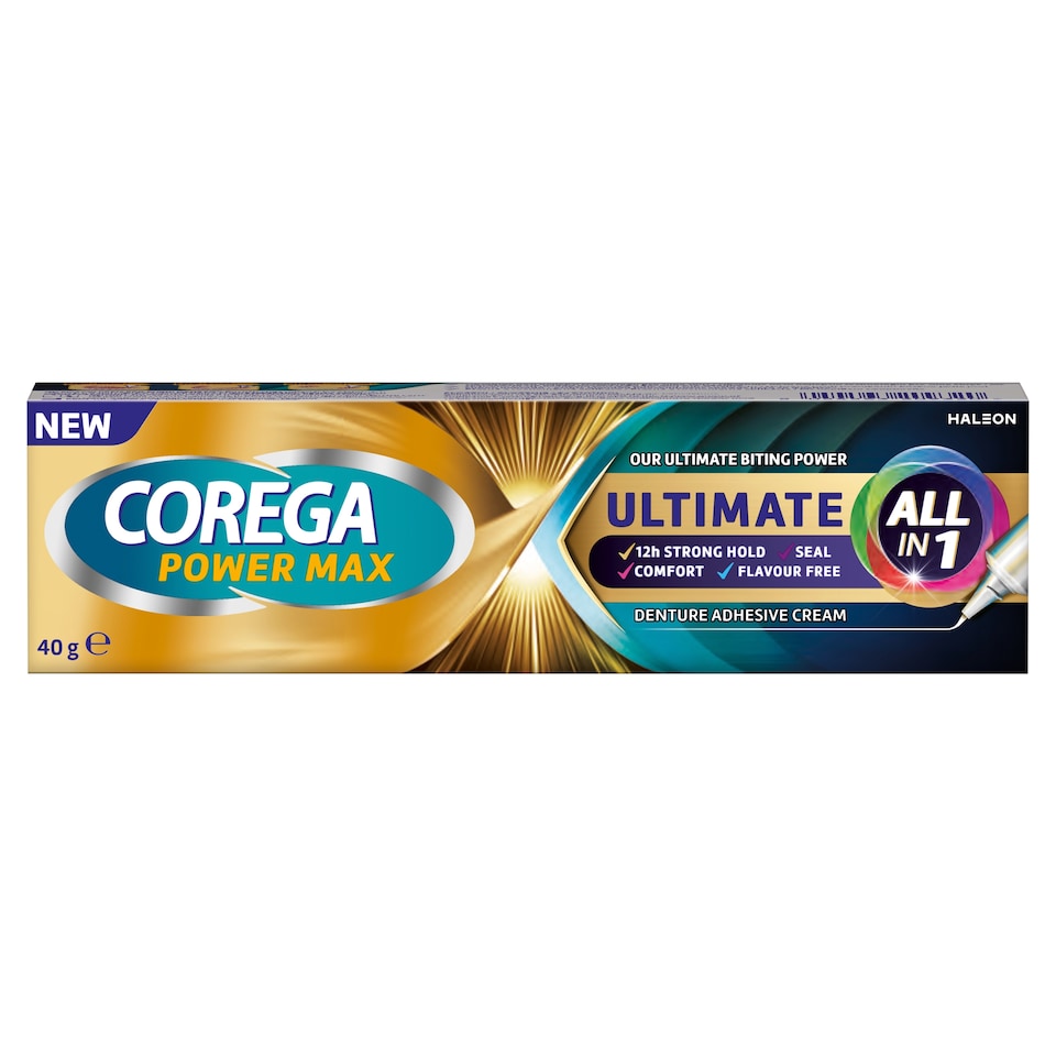 Obrázek 1 pro produkt Corega Power Max Ultimate All in 1 fixační krém pro zubní náhrady 40g
