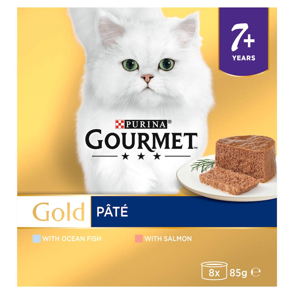 image 1 of Gourmet Gold Senior Cat Food Tinned Pate Salmon 8X85g