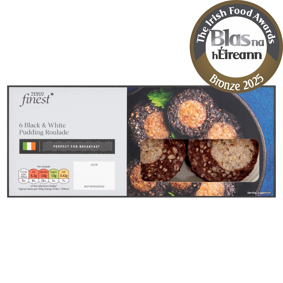 Tesco Finest 6 Black & White Pudding Roulades 240g
