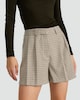 image 2 of F&F Houndstooth Print Pleated Co-ord Shorts in Neutral
