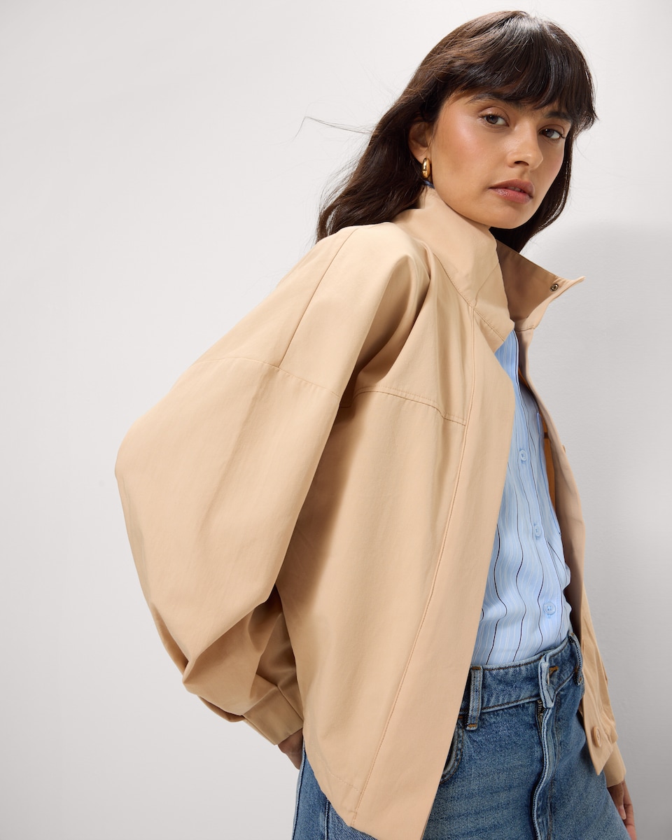 image 1 of F&F Pure Cotton Funnel Neck Jacket in Neutral