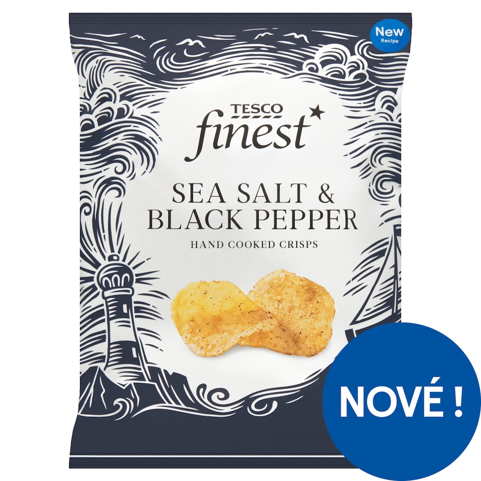 Tesco Finest Smažené bramborové lupínky s černým pepřem a mořskou solí 150g