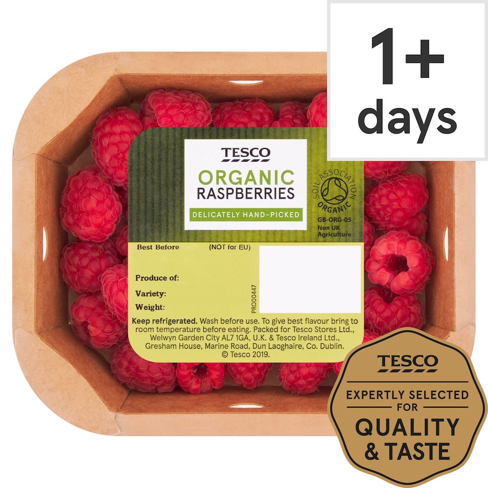 Tesco Organic Raspberries 150G
