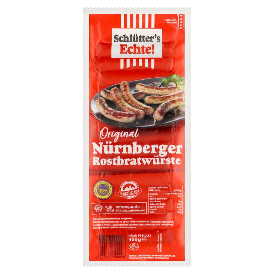 Obrázek 1 pro produkt Schlütter's Echte! Norimberská grilovací klobása 300g