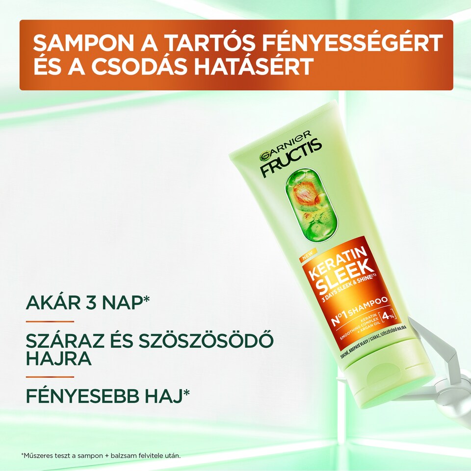 Garnier Fructis Keratin Sleek sampon száraz, szöszösödő hajra 200 ml  1. kép