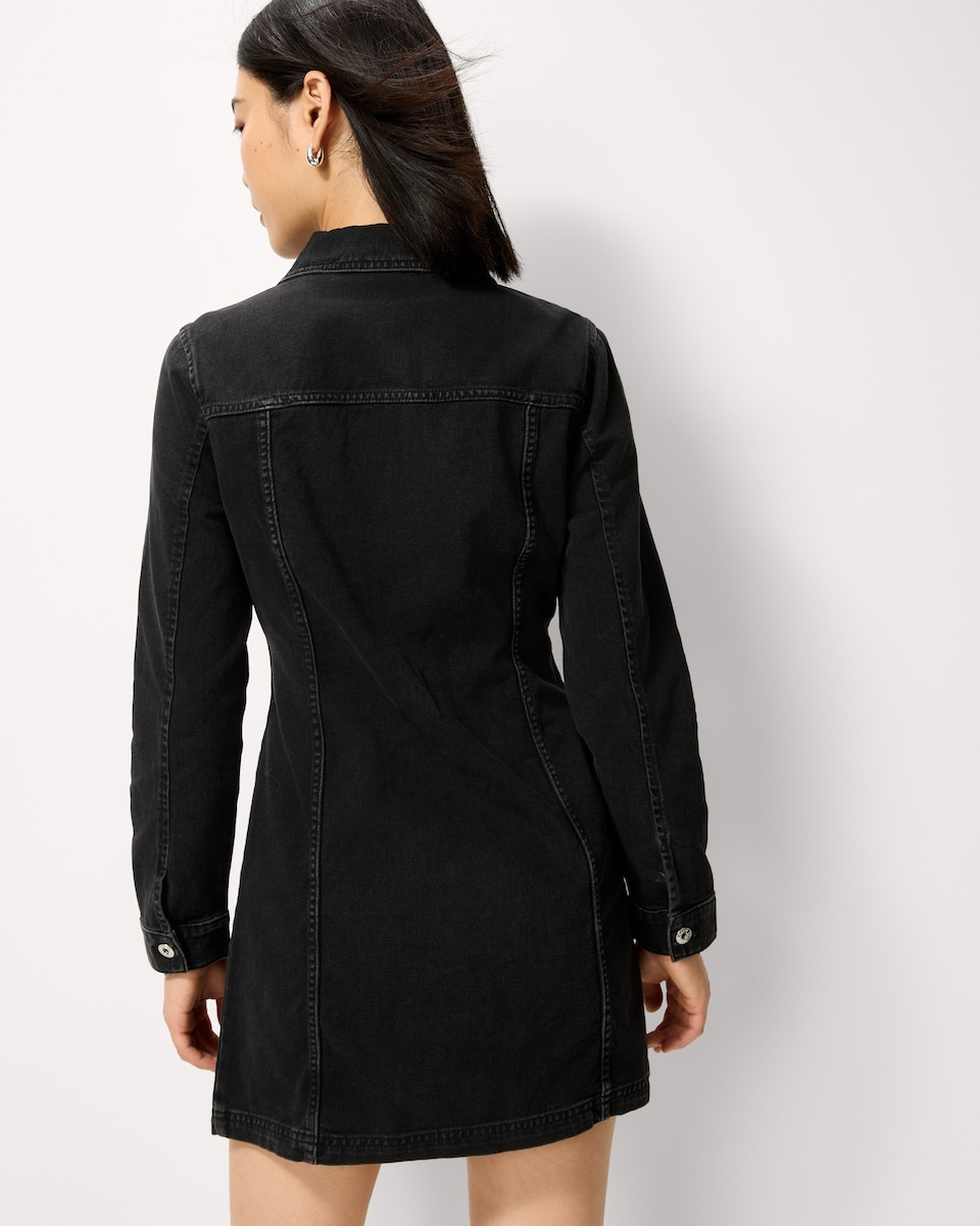 image 1 of F&F Pure Cotton Denim Mini Shirt Dress in Black