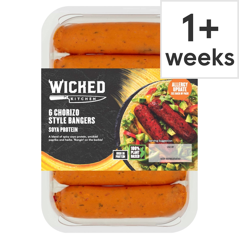 Wicked Kitchen 6 Chorizo Style Bangers 350g