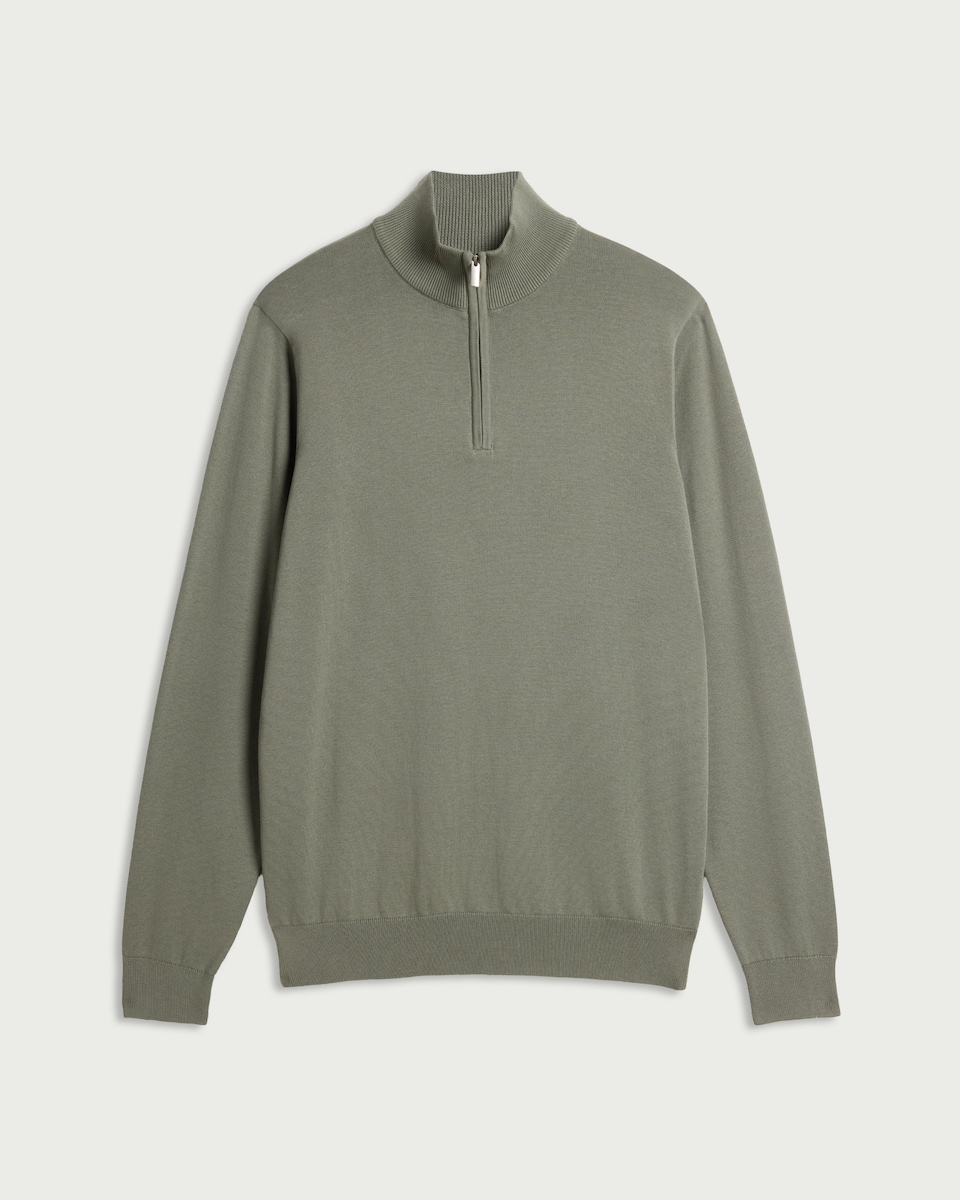 image 1 of F&F Pure Cotton Half Zip Jumper in Green