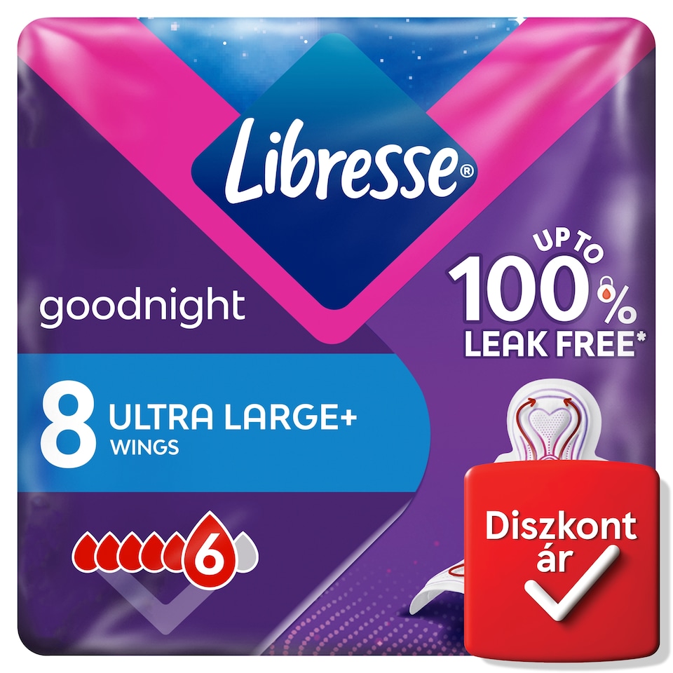 image 1 of Libresse Ultra Large+ Goodnight Sanitary Napkin for Night Use 8 pcs