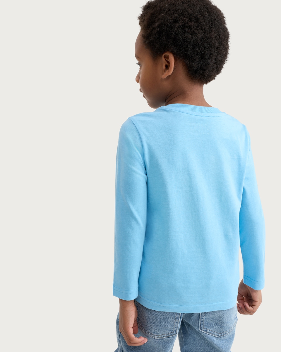 image 1 of Who's In Your Book? Dragon Long Sleeved Top in Blue
