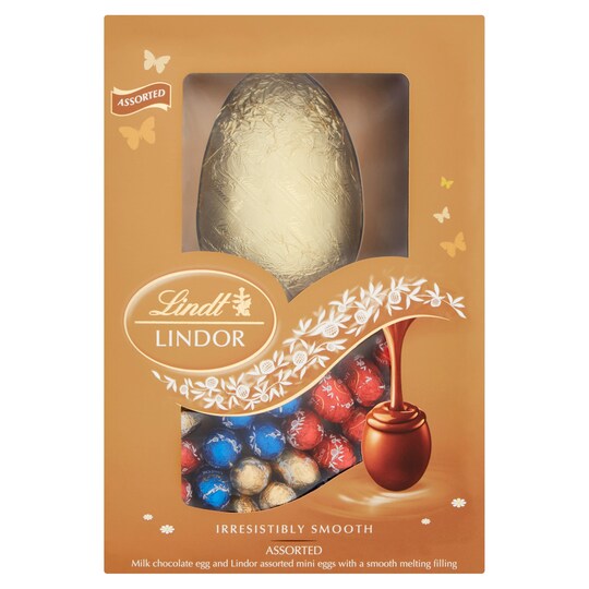 Lindt Lindor Assorted Milk Chocolate Shell Egg 215G Tesco Groceries