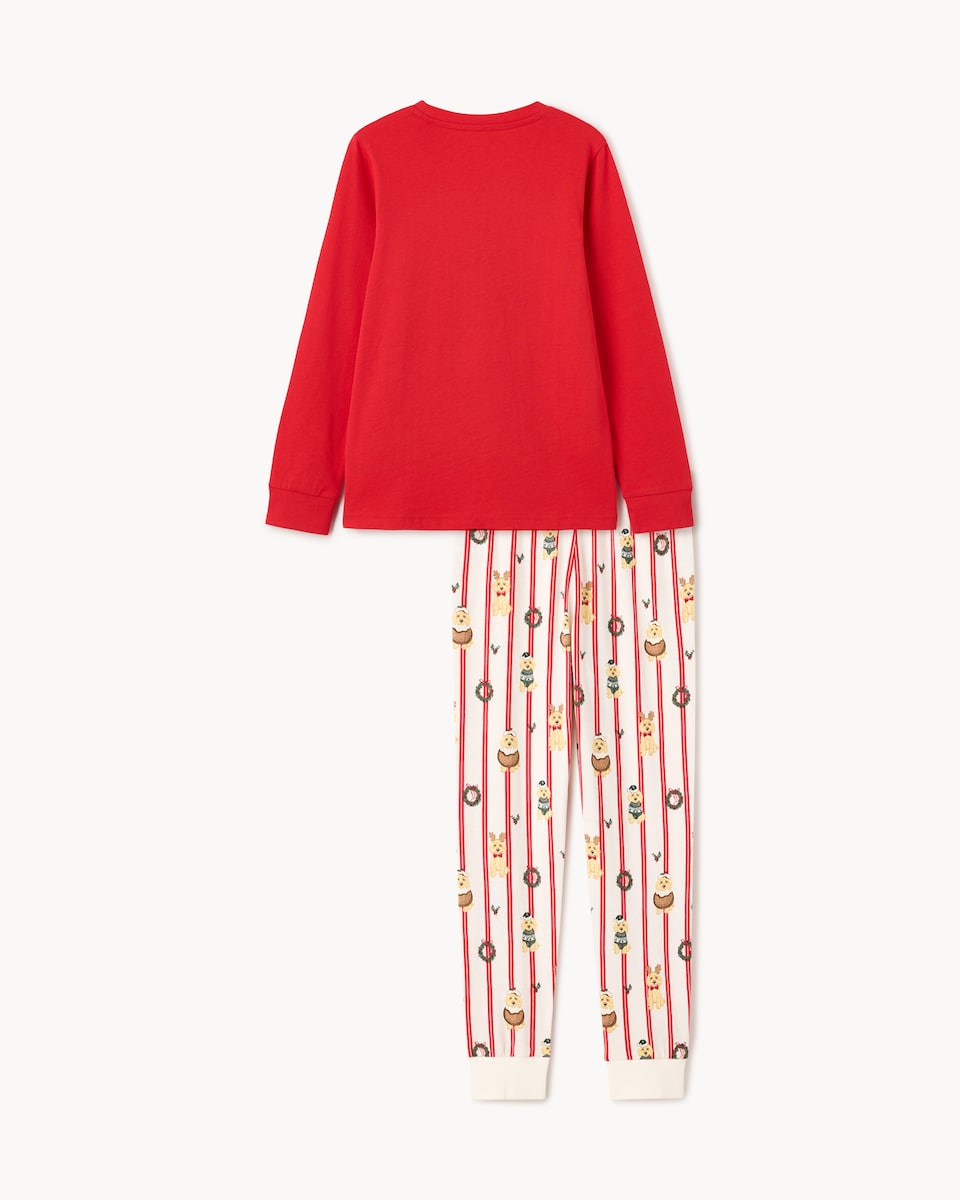 image 1 of Christmas Kids Pure Cotton Christmas Pup Family Matching Pyjama Set in Multi Red