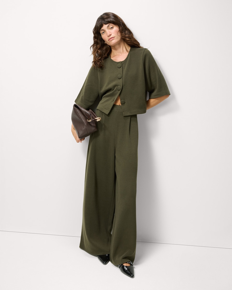 image 1 of F&F Brushed Crew Neck Co-ord Top in Olive