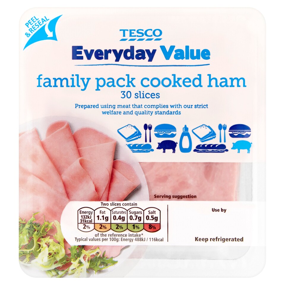 Tesco Everyday Value Family Pack Cooked Ham 400G