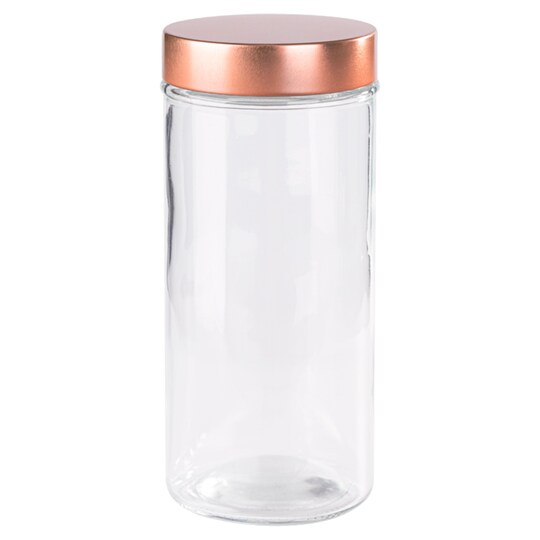 Tesco Round Storage Jar With Copper Lid 1.2L Tesco Groceries