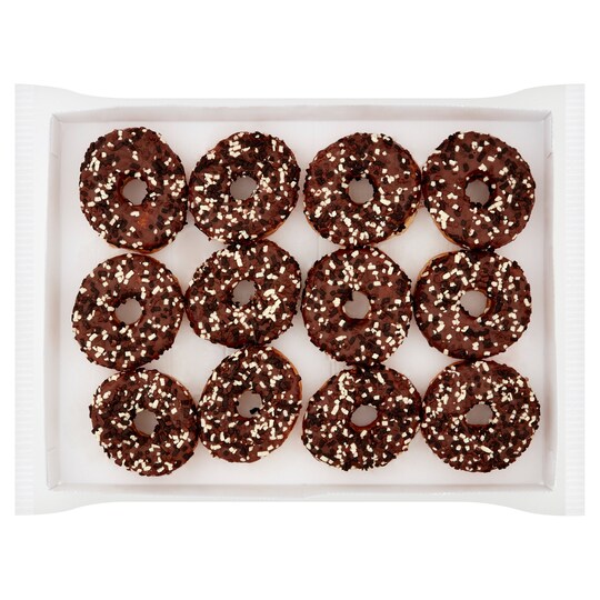 Tesco 12 Chocolate Ring Doughnuts Tesco Groceries