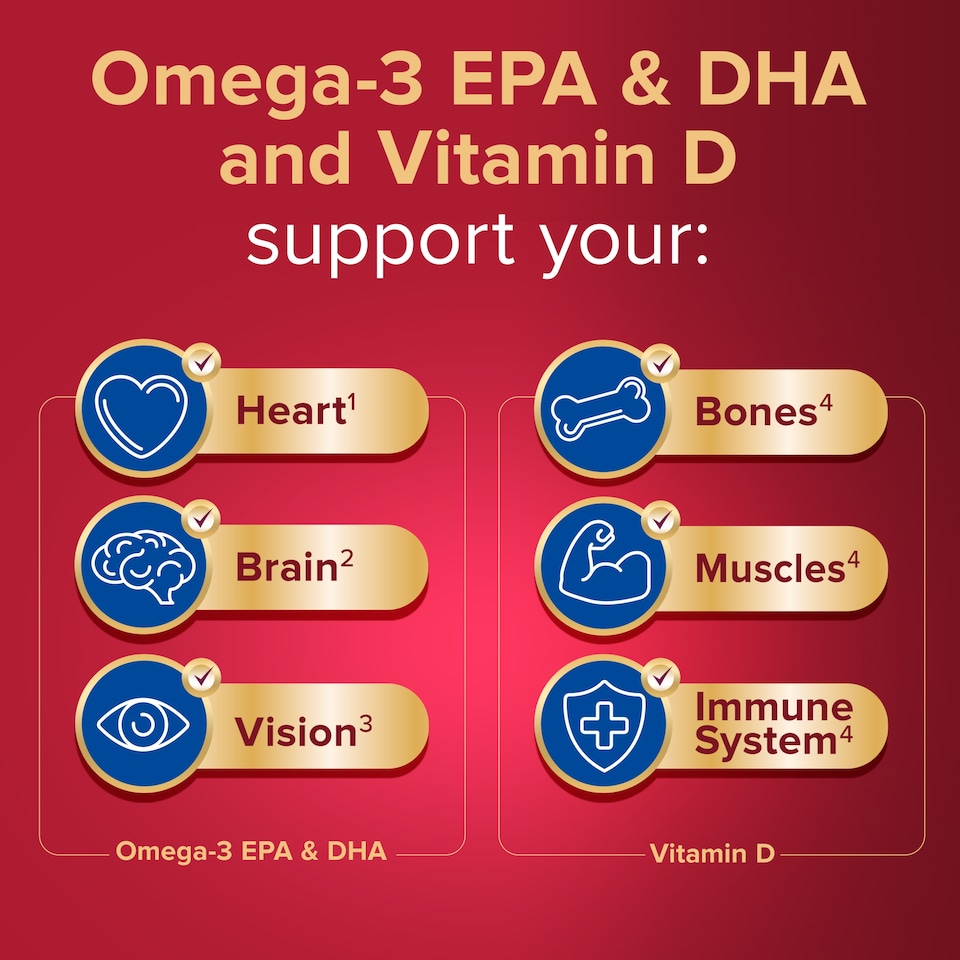 image 1 of Seven Seas Omega-3 Fish Oil High Strength plus Code Liver Oil With Vitamin D 120 Capsules 