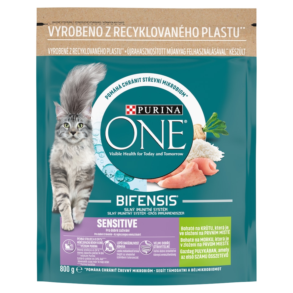 Purina One Sensitive pulykában gazdag száraz macskaeledel 800 g